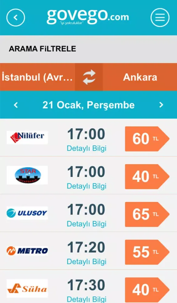 ภาพหน้าจอของ govego - Otobüs ve İdo Bileti
