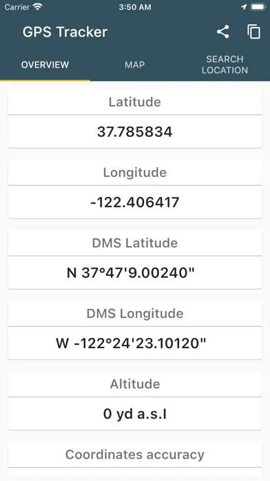 Zrzuty ekranu GPS Tracker - GPS Coordinates