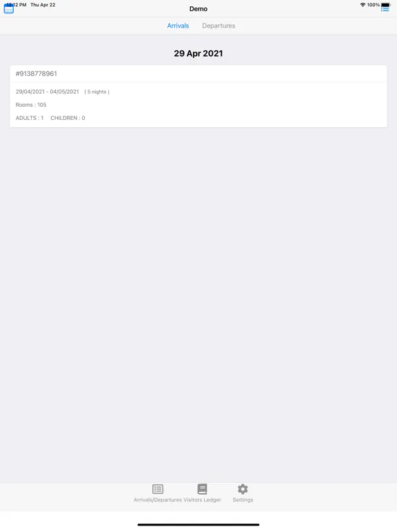 Скриншоты Dailylodge PMS Housekeeping iPad 