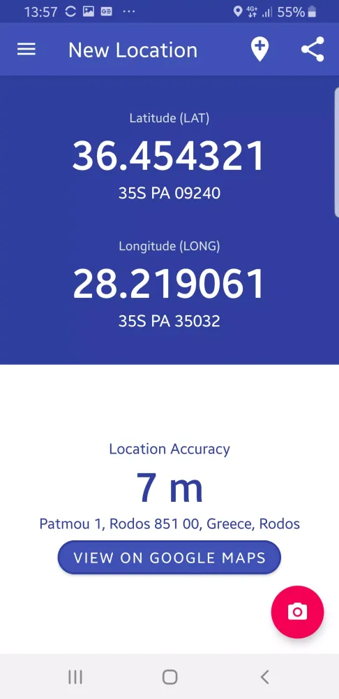 Tangkapan layar GPS Coordinates