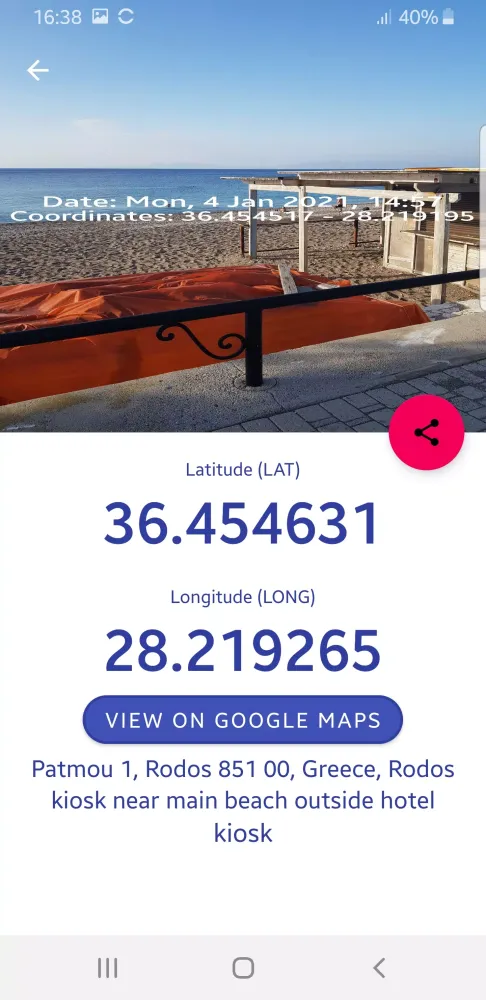 Tangkapan layar GPS Coordinates
