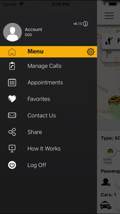 Tangkapan layar Kavala Taxi