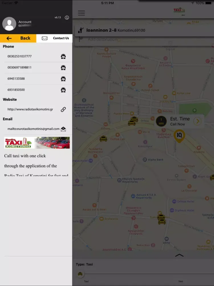 Radiotaxi Komotinis iPad  Screenshots