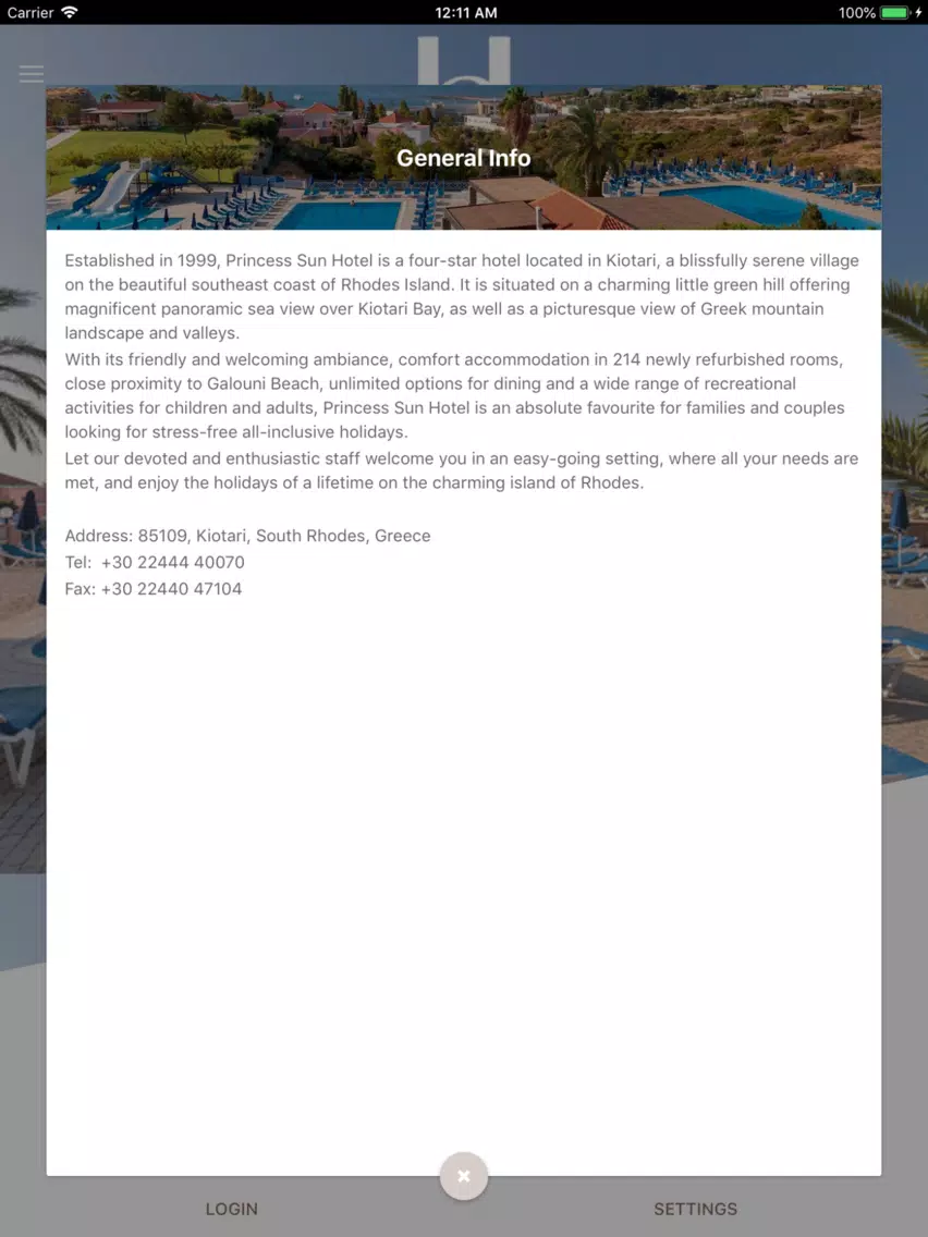 Ảnh chụp màn hình của Princess Sun Hotel iPad 