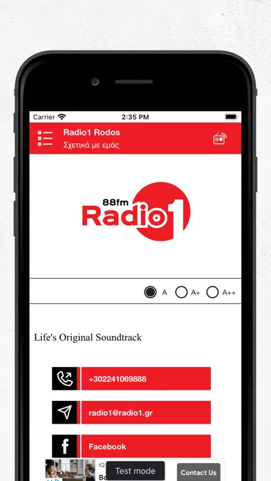 Tangkapan skrin Radio1 Rodos