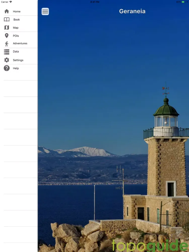Tangkapan layar Geraneia topoguide iPad 