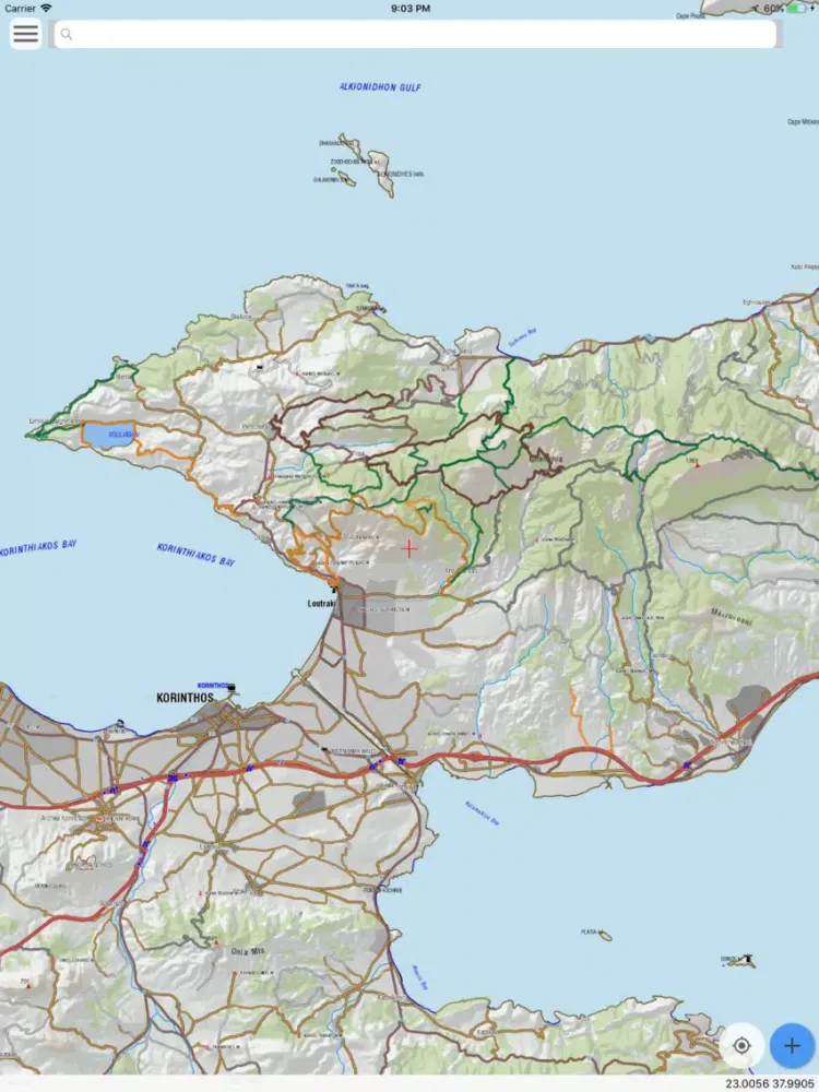 Tangkapan layar Geraneia topoguide iPad 