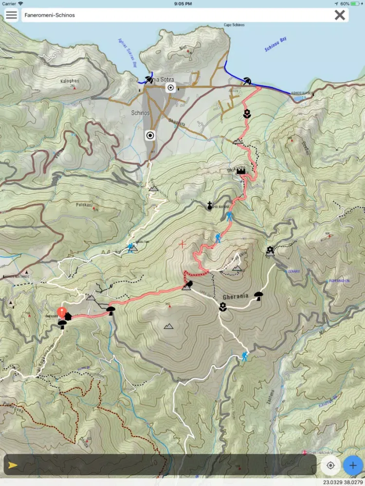 Tangkapan layar Geraneia topoguide iPad 
