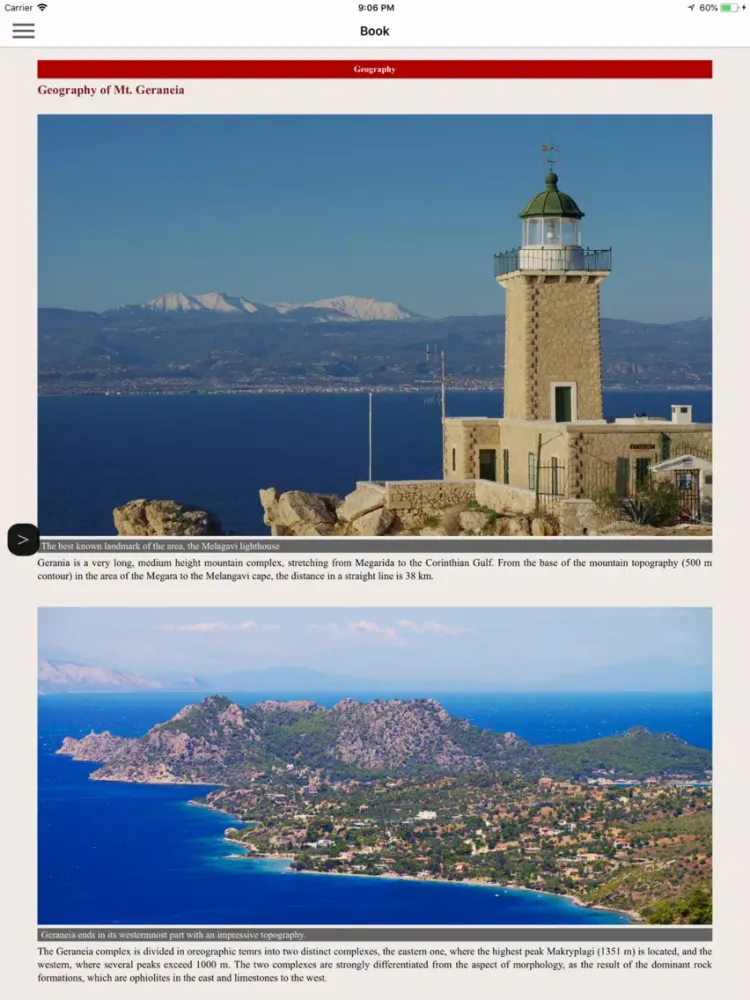 Tangkapan layar Geraneia topoguide iPad 