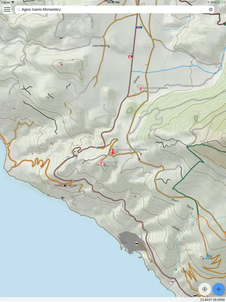 Tangkapan layar Geraneia topoguide iPad 