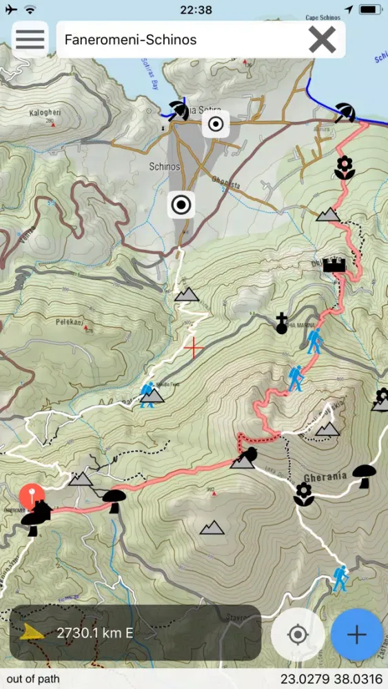 Tangkapan layar Geraneia topoguide