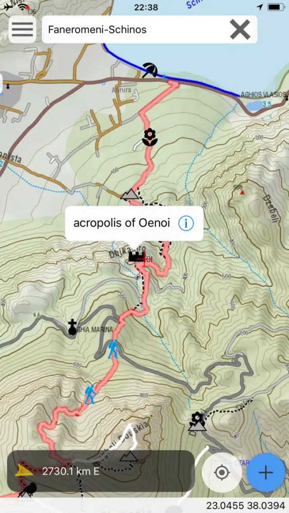 Tangkapan layar Geraneia topoguide