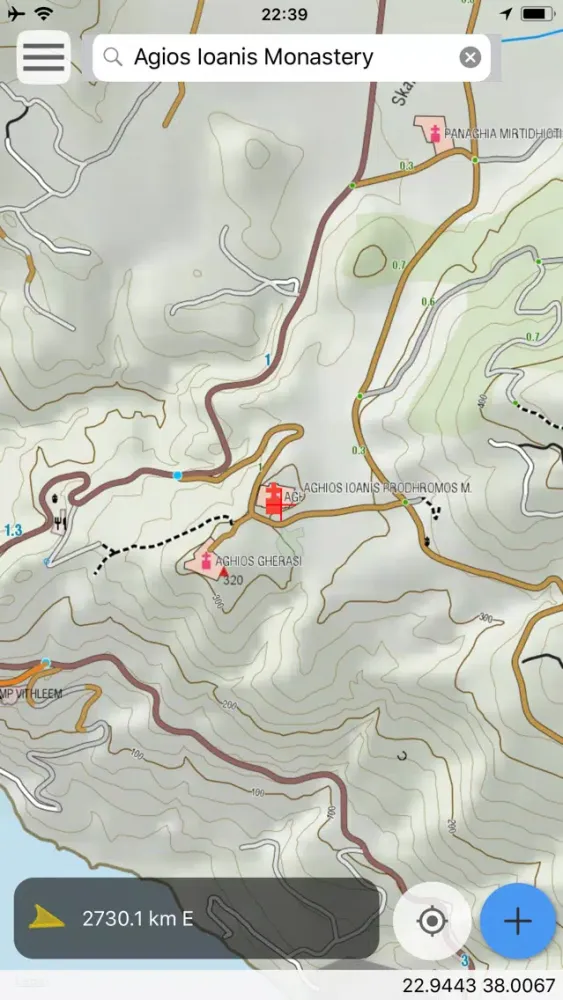 Tangkapan layar Geraneia topoguide