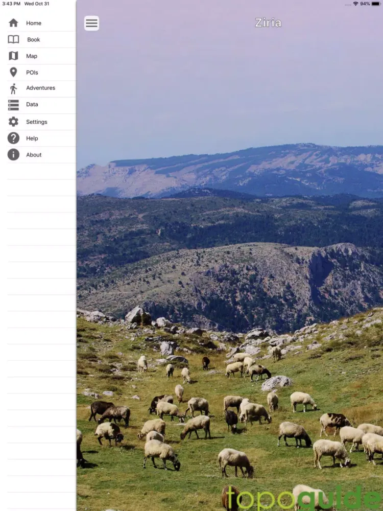 Tangkapan skrin Ziria topoguide iPad 