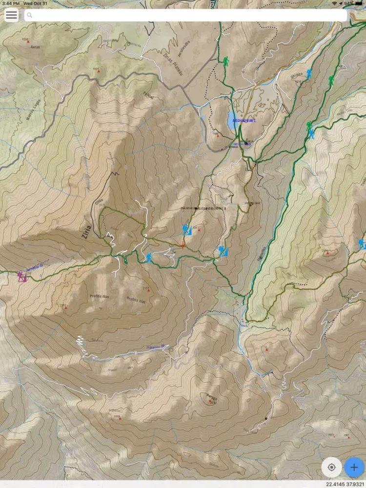 Tangkapan skrin Ziria topoguide iPad 