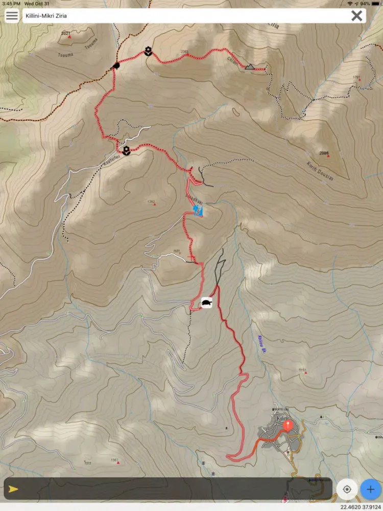 Tangkapan skrin Ziria topoguide iPad 