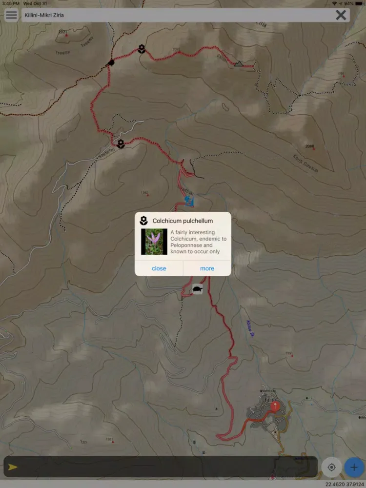 Tangkapan skrin Ziria topoguide iPad 