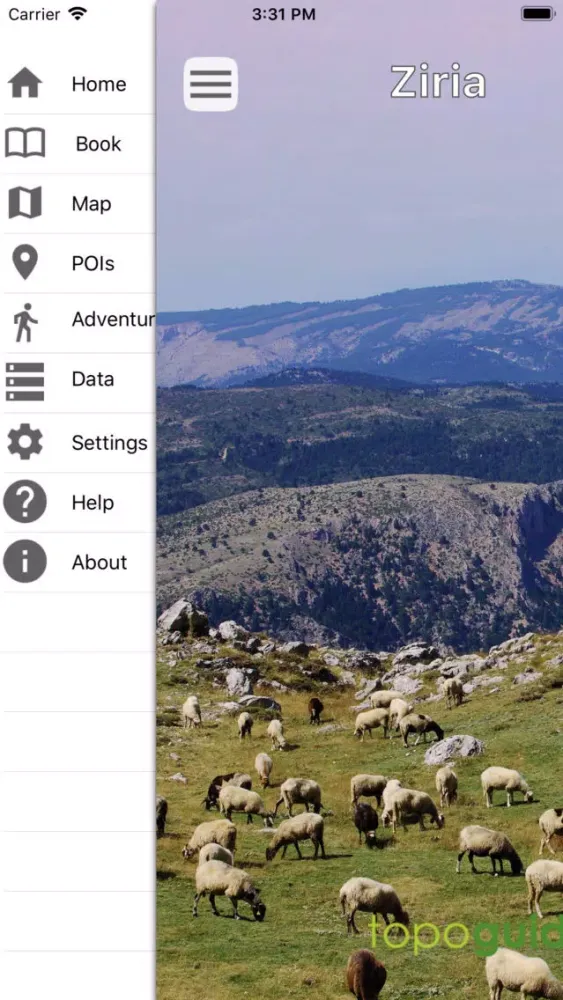 Tangkapan skrin Ziria topoguide