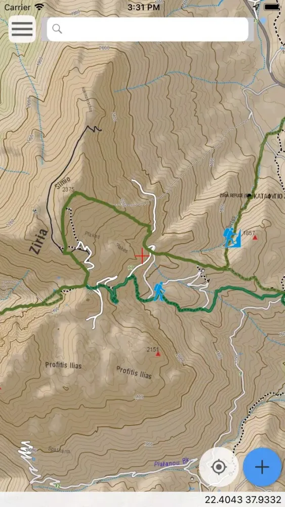 Tangkapan skrin Ziria topoguide