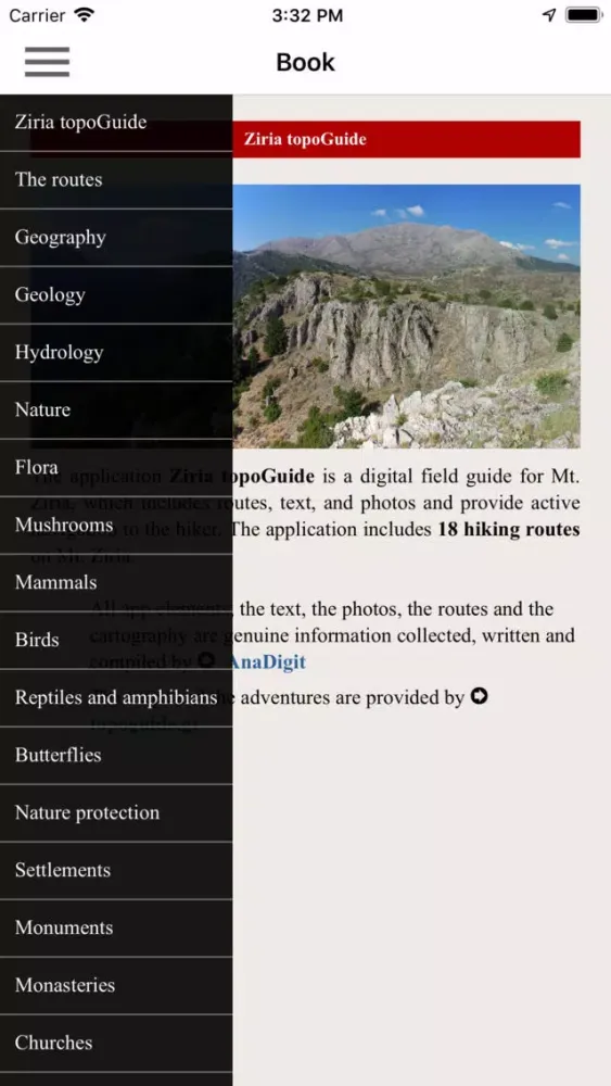 Tangkapan skrin Ziria topoguide