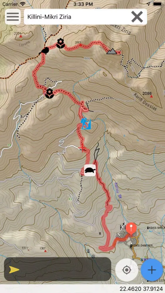 Tangkapan skrin Ziria topoguide