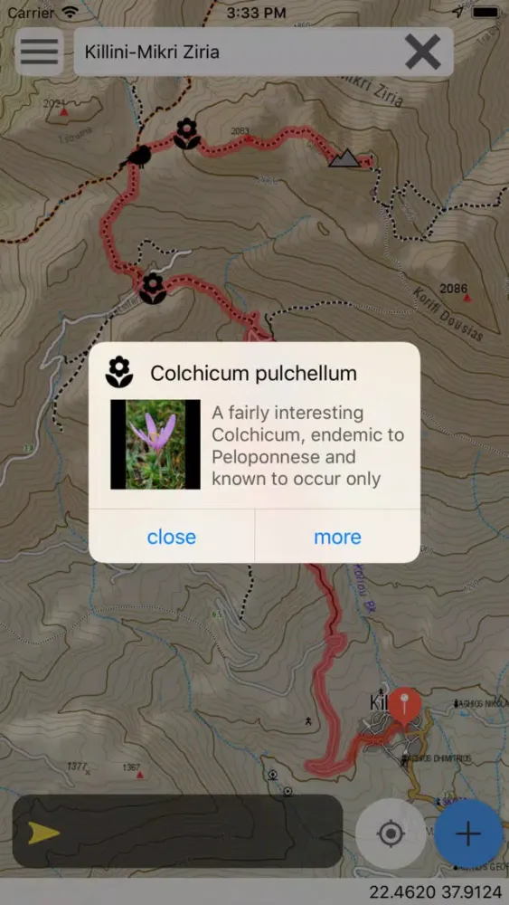 Tangkapan skrin Ziria topoguide