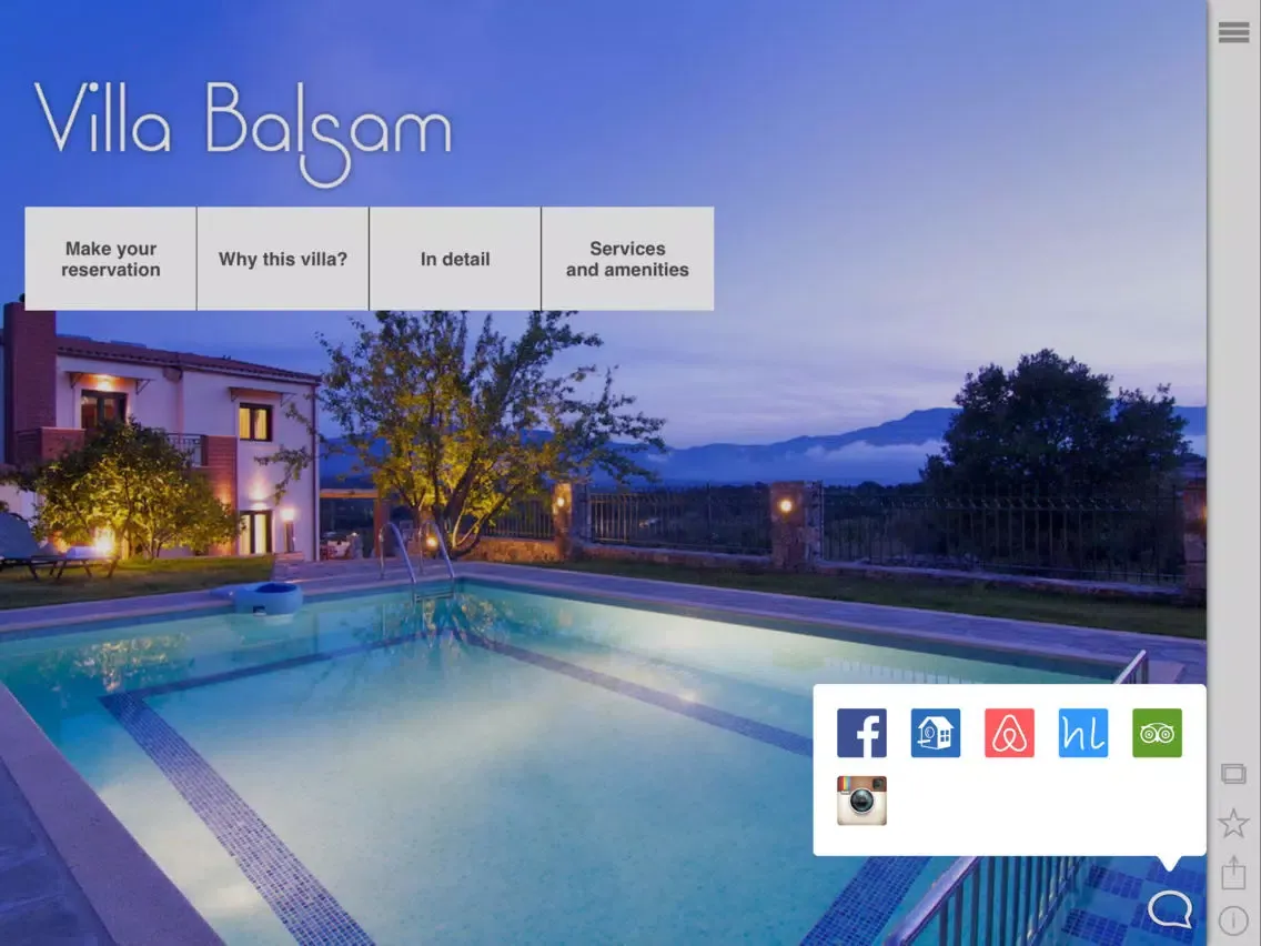 Tangkapan layar Villa Balsam iPad 