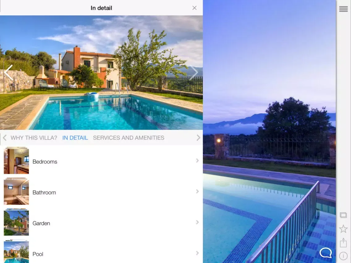 Tangkapan layar Villa Balsam iPad 