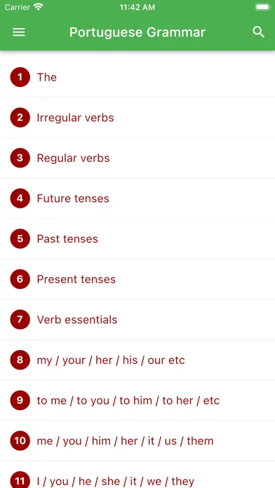 Portuguese Grammar Screenshots