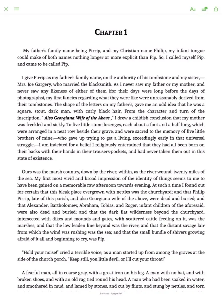 Tangkapan layar Great Expectations - sync transcript, notes iPad 