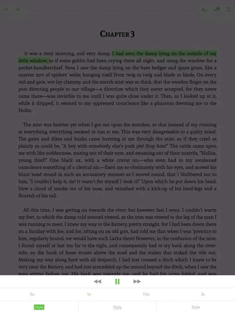 Tangkapan layar Great Expectations - sync transcript, notes iPad 
