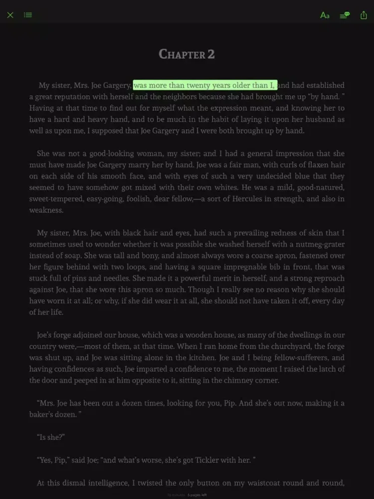 Tangkapan layar Great Expectations - sync transcript, notes iPad 