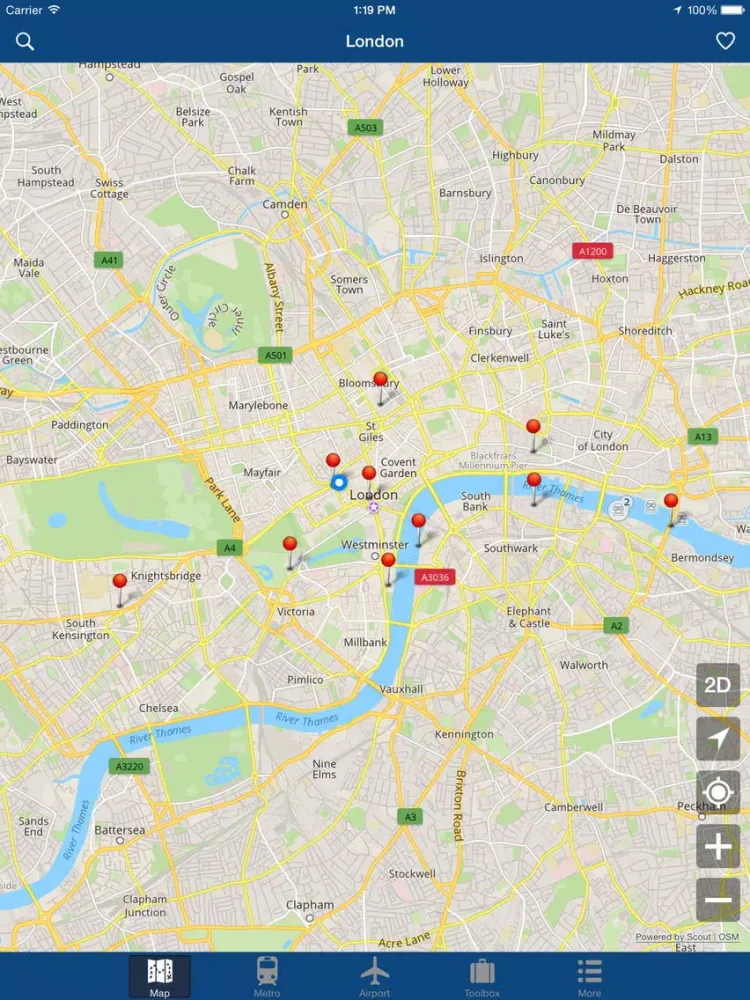 London Offline Map, Metro iPad  سکرین شاٹس