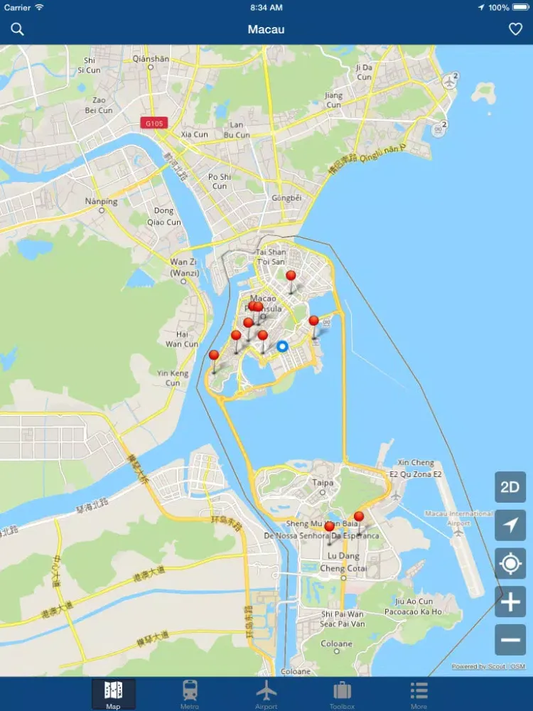Macau Offline Map - City Metro Airport iPad 應用截圖