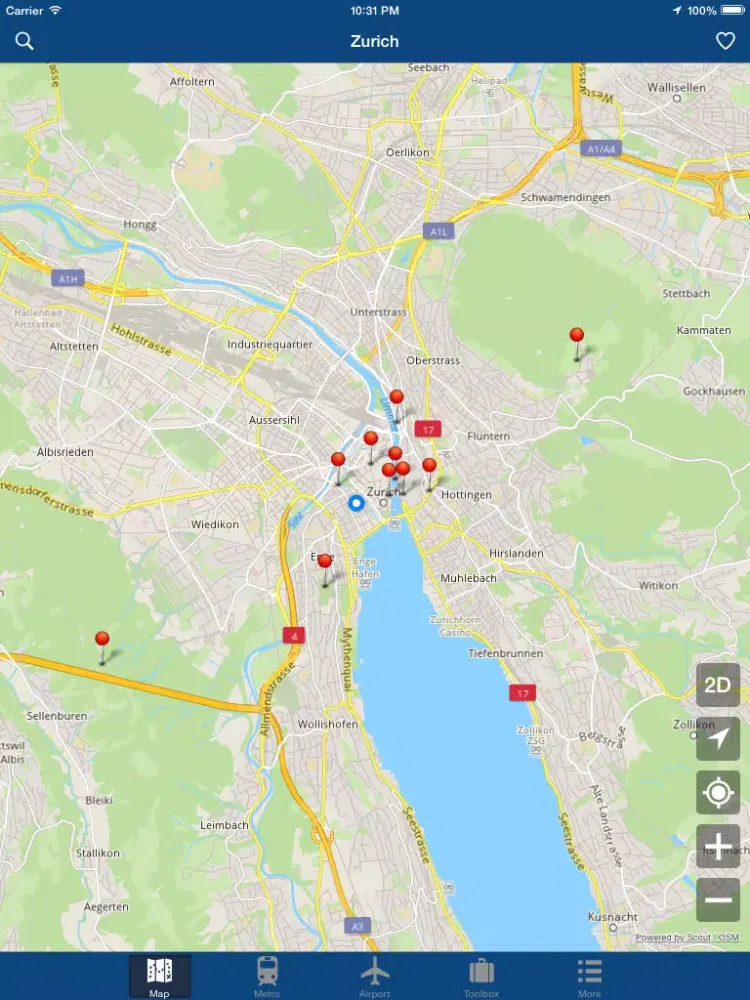 Zurich Offline Map - City Metro Airport iPad 应用截图
