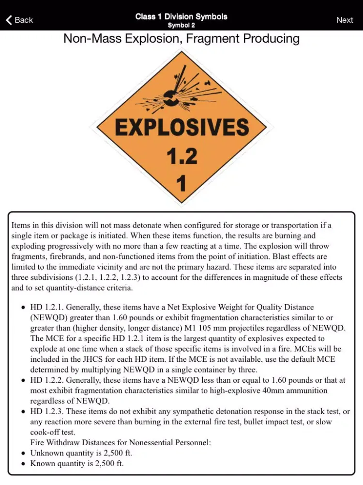 Capturas de tela do Explosive Safety iPad 