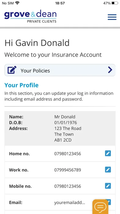 Zrzuty ekranu Grove and Dean Insurance