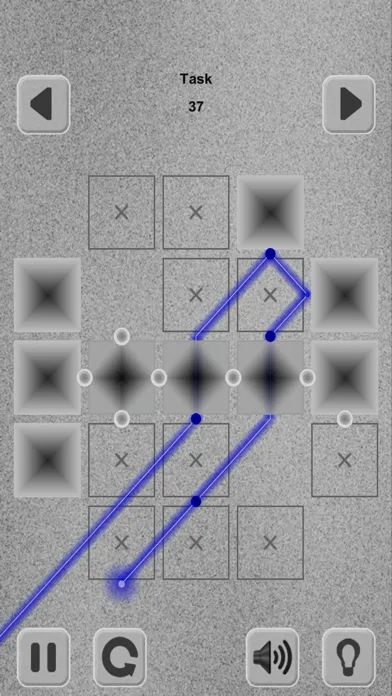 Tangkapan layar Lazers Puzzle. Colored rays