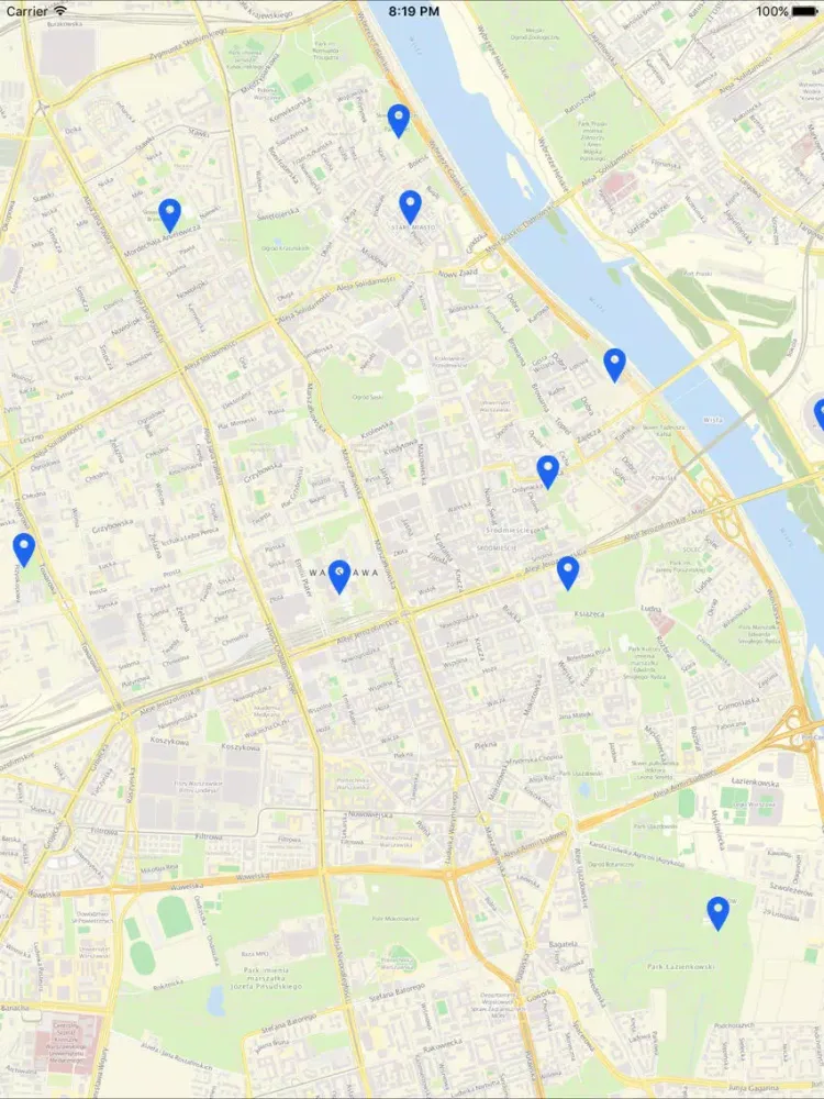 Capturas de tela do Warsaw Offline Map iPad 