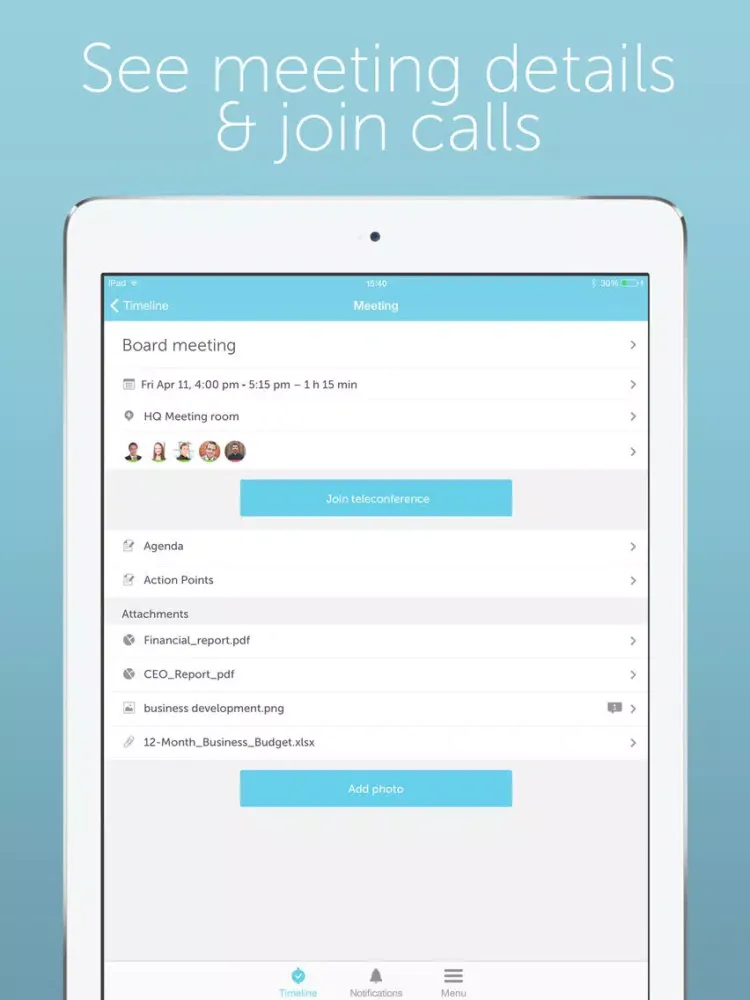 Captures d'écran de Meetin.gs – Schedule & organize business meetings and appointments with Lync, Skype, Hangouts and teleconferences iPad 
