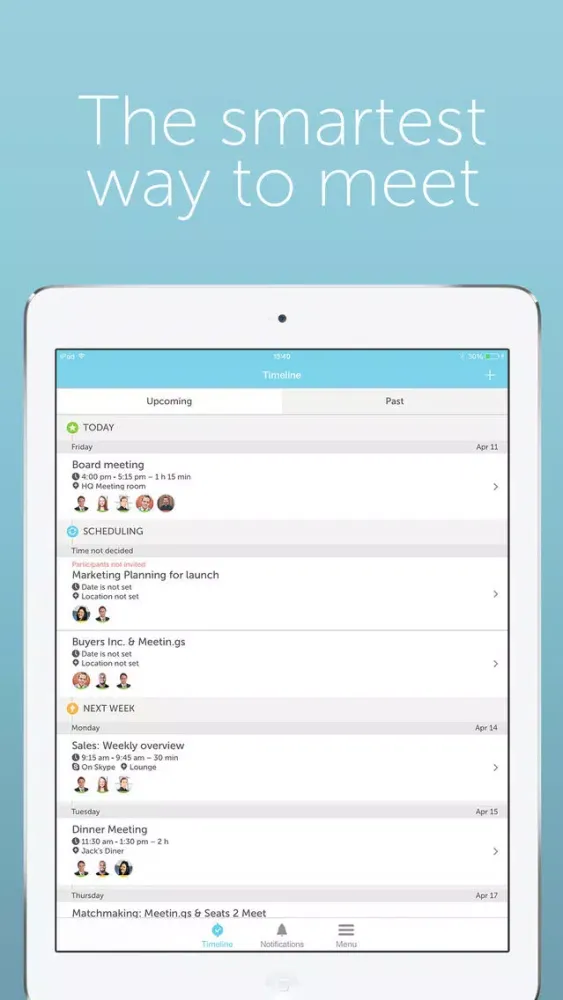 Captures d'écran de Meetin.gs – Schedule & organize business meetings and appointments with Lync, Skype, Hangouts and teleconferences