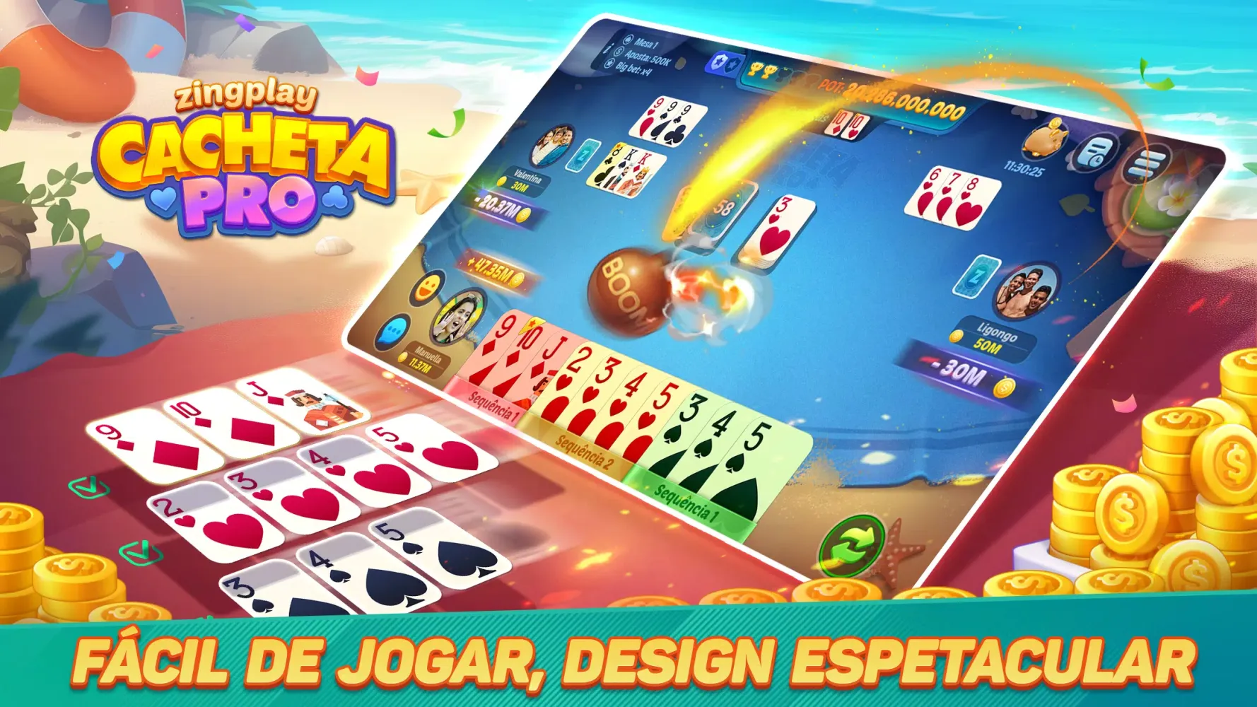 Tangkapan skrin Cacheta - Pife - Jogo online