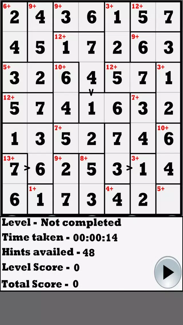 Capturas de tela do Greater than Killer-Sudoku