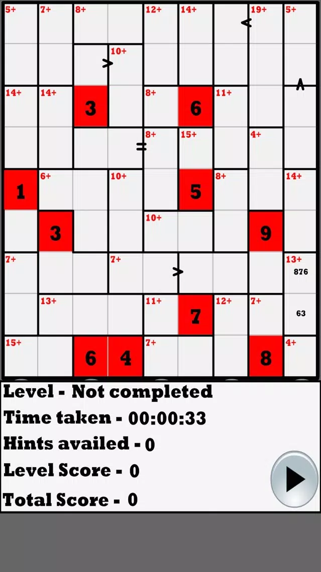 Capturas de tela do Greater than Killer-Sudoku