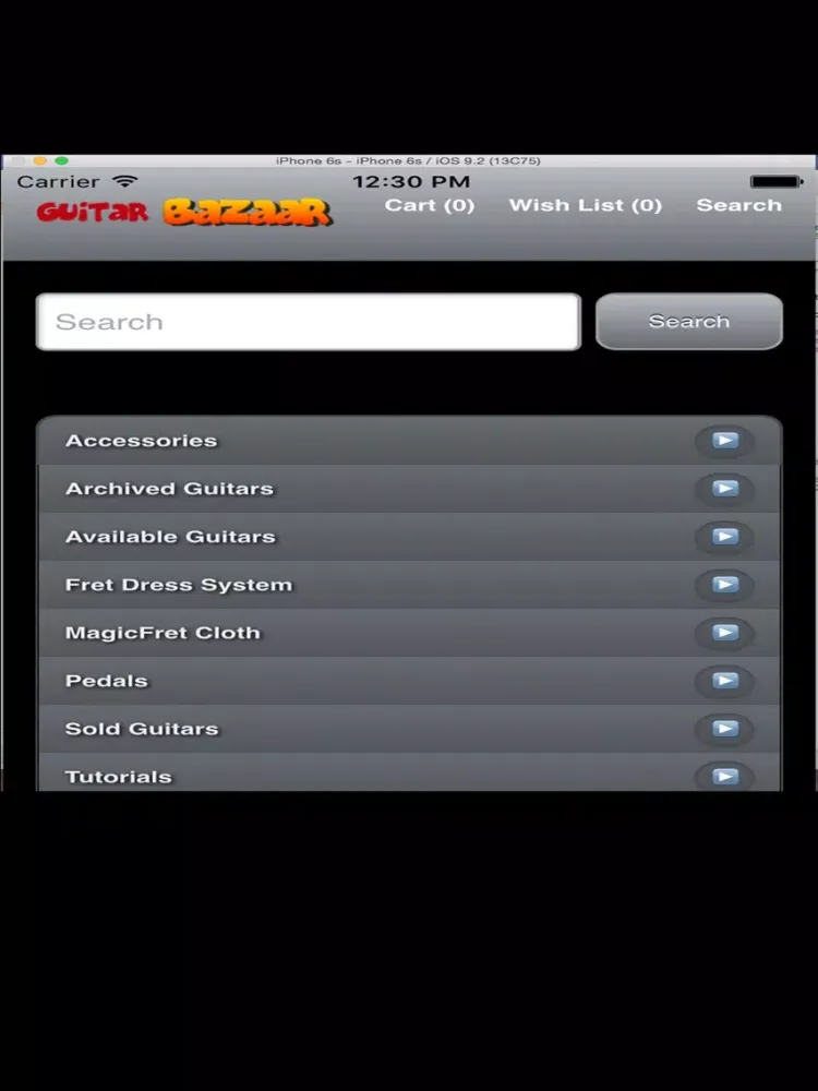 Tangkapan layar Guitar Bazaar iPad 