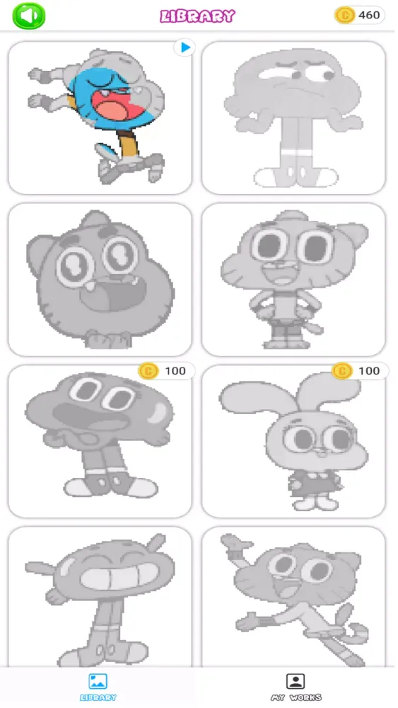Gumball Pixel Art Coloring Screenshots