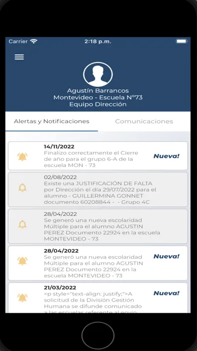 Screenshot di Guri Docentes