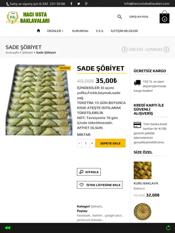 Hacı Usta Baklava Online iPad 应用截图