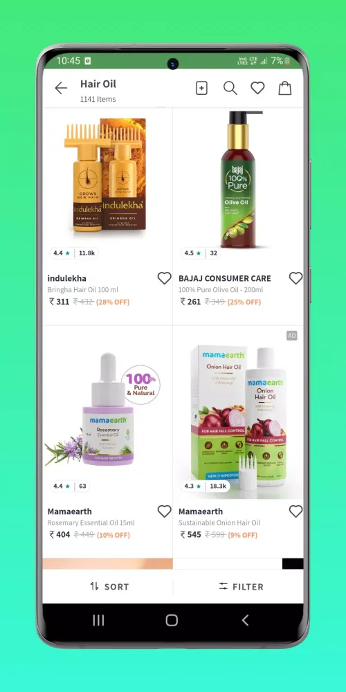 Hair Oil Online Shopping App Screenshots