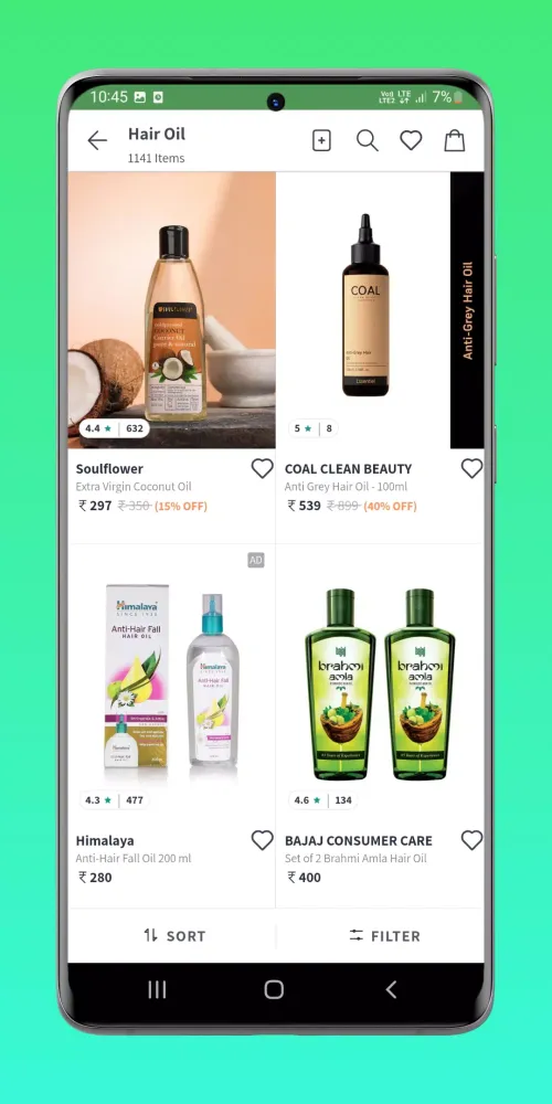 Hair Oil Online Shopping App Screenshots